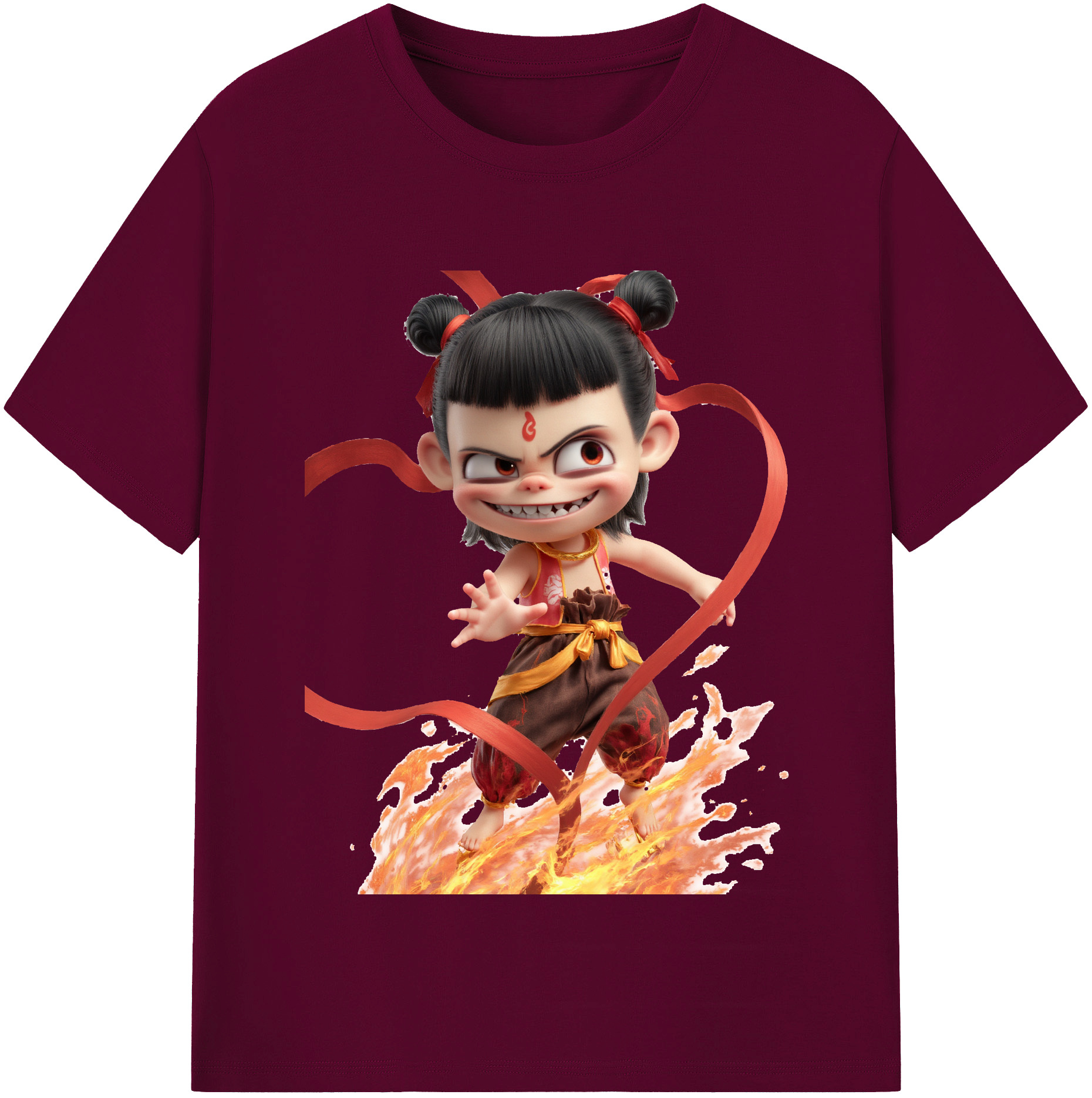 （画像用） Ne Zha 2 ナタ 魔童の大暴れ レディースカジュアルプリントTシャツ（綿100％）